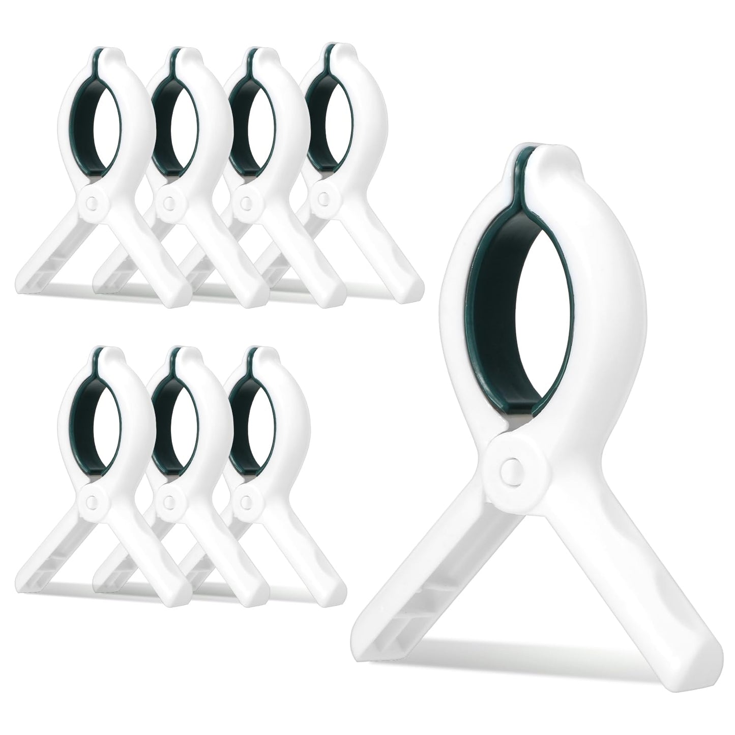 Tyqour 8 Pack Sunbed Towel Clips 3.8 Inch Clothes Pegs Extra Strong, Towel Pegs for Sun Lounger, Heavy Duty Beach Towel Pegs Keep Towel from Blowing Away(white)