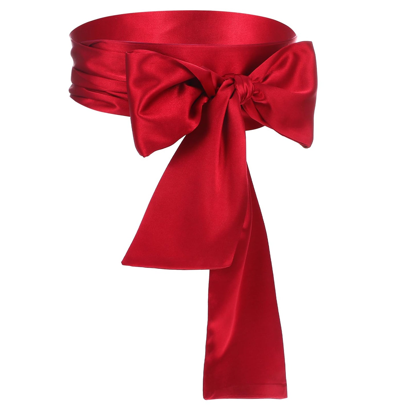 Tyqour 1Pcs Wine Red Women Dress Satin Sash Waist Belts Formal Wedding Prom Long Silk Sash Girls Bridal Waist Belts for Party Special Occasion Double Side Costume Accessories