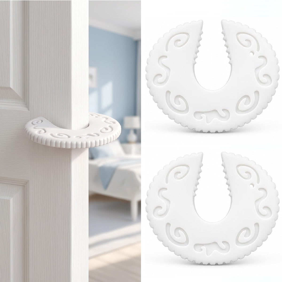 Chsoejuf 2PCS Silicone Door Pinch Guard, Durable Textured Door Slam Stopper