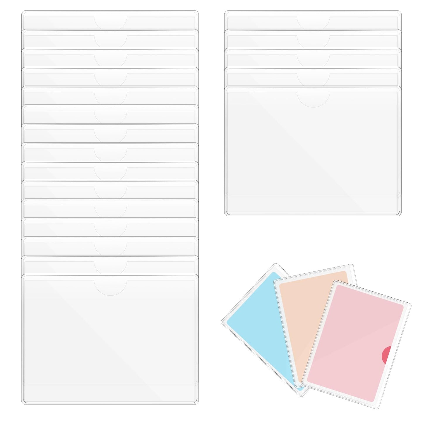 20 Pack Self Adhesive Label Holders 3.9"×2.3" Self Adhesive Index Card Pockets with Top Open Plastic Card Sleeves Waterproof Business Card Sleeve Label Pockets for Loading Storage Bins Library Locker