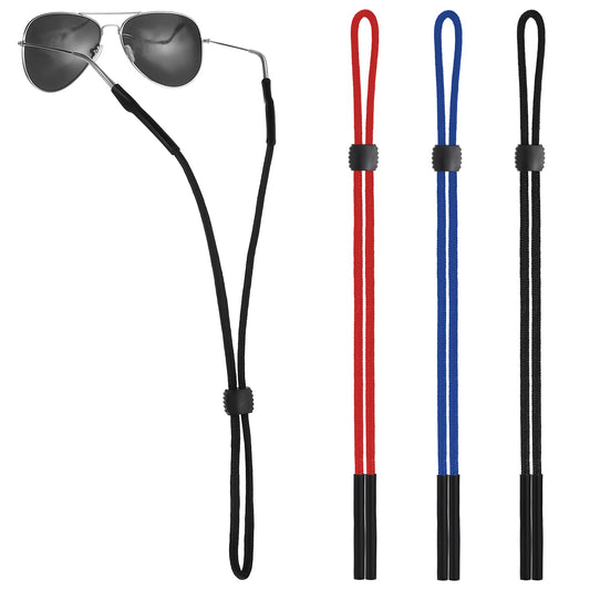 Ymapinc Pack of 3 Adjustable Glasses Strap, Mabor Multicoloured Glasses Strap, Men's Rope-shaped, Non-Slip Glasses Temples, Suitable for Reading Glasses, Sunglasses, Sports Glasses, Unisex, Children