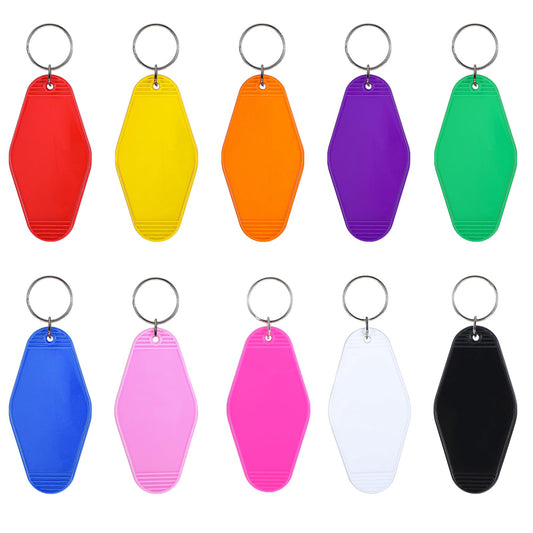 10 Pcs Hotel Keychain Motel Keychain Blank Colorful Vintage Hotel Keychain Plastic Rhombus Keychain Vintage Key Tags Blank Motel Keychain with Key Rings for DIY Keychain Craft Ornament and Luggage Tag