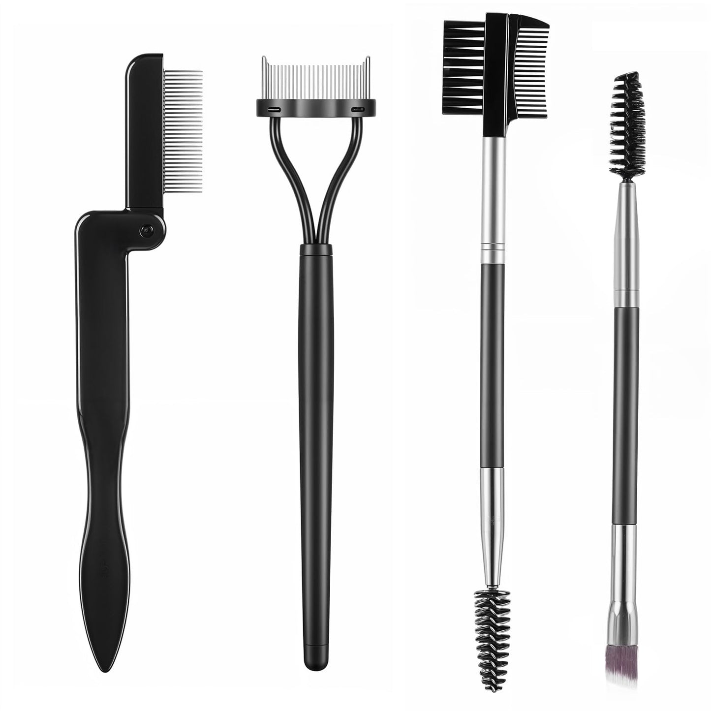 4 PCS Eye Lash Comb Metal Lash Comb Separator Eye Brow Brush Comb Mascara Clump Remover Metal Eyelash Brush Tool Professional Makeup Grooming Brush for Girls Women Eyebrows Upper Lower Eye Lashes