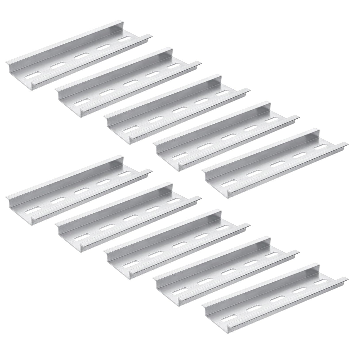 Chsoejuf 10 Pack Silver Aluminum Din Rail Mount 100mm X 35mm X 7.5mm Rails