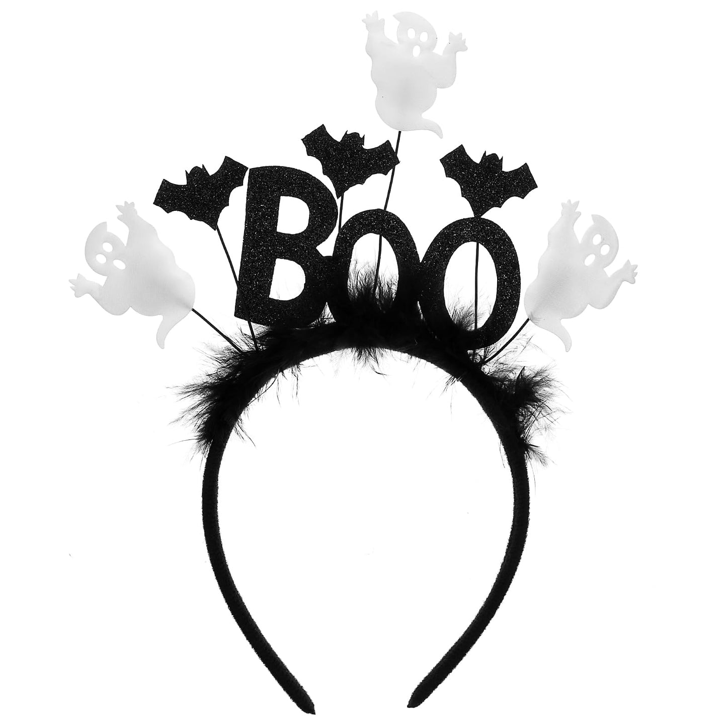Chsoejuf Glitter Halloween Ghost Headband for Women Spooky BOO Headbands
