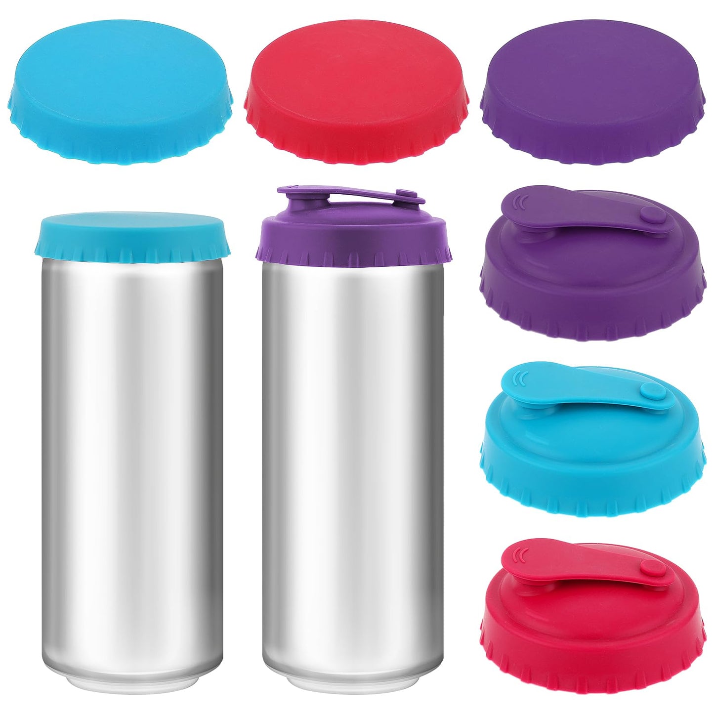 Mabor 6Pcs Silicone Can Caps Soda Can Cover Reusable Soda Can Lids for Standard Cans Color Beverage Can Covers for Beer Juice Coke Beverage Soda