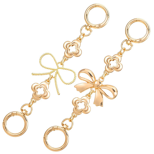 2 Pcs Gold Bag Extender Chain Bow Pattern Purse Extender Chain Replacement Metal Purse Strap Extender Gold for Handbags Wallets and Purses DIY Making Supplies Accessories