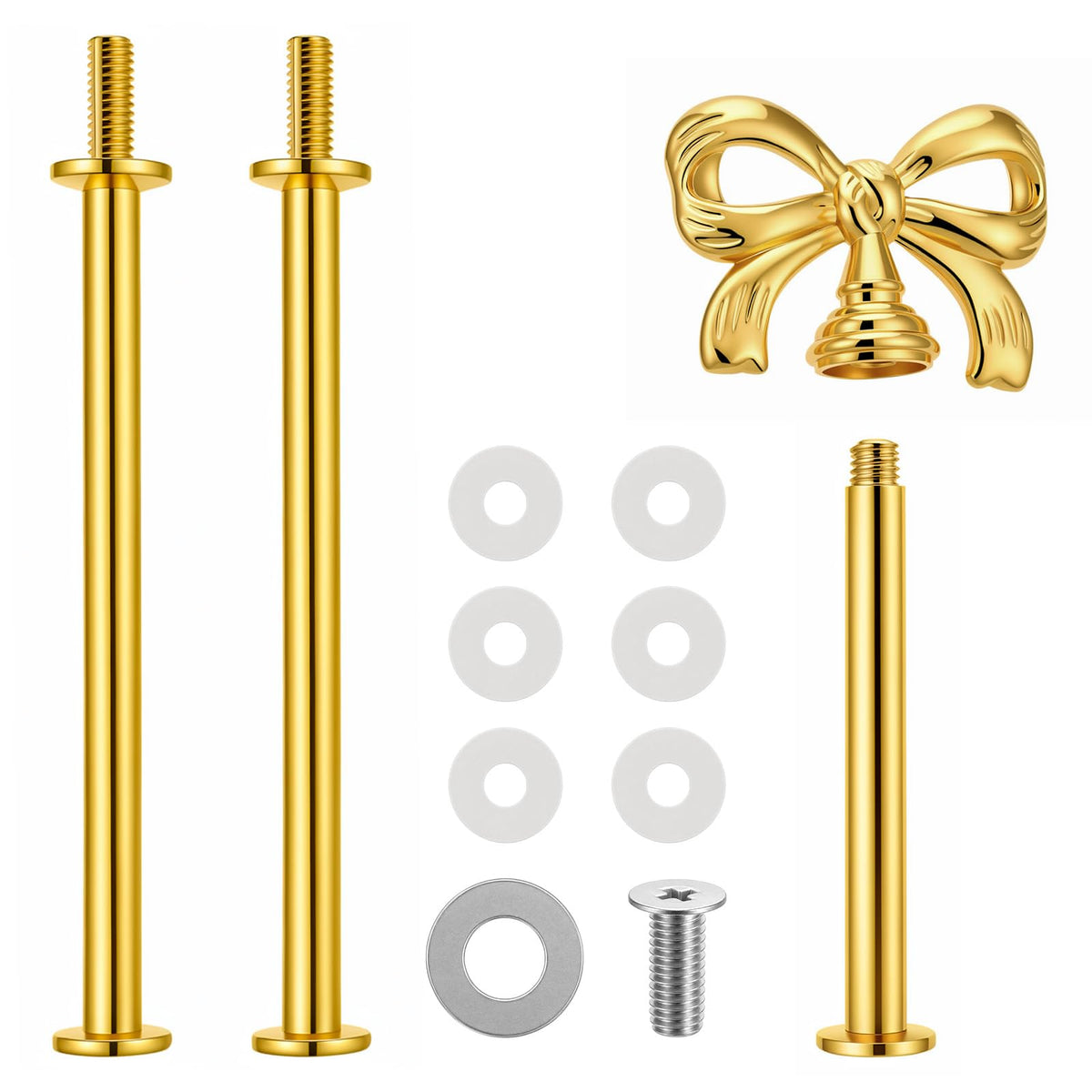 Chsoejuf 3 Tier Cake Stand Hardware Kit Gold Bow Tiered Tray Handles