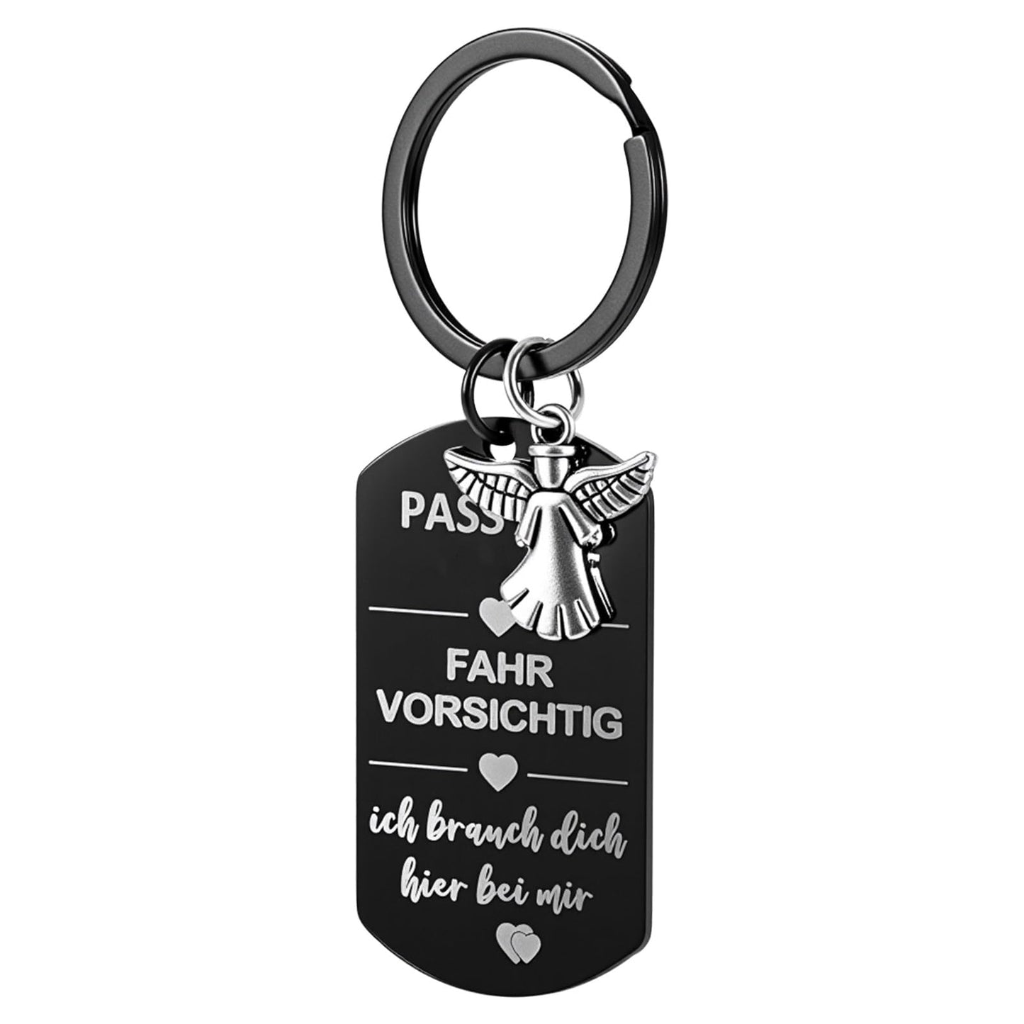 Tyqour Fahr Vorsichtig Keyring Guardian Angel Car Lucky Charm Stainless Steel Driving Licence Passed Gift Driving Licence Exam for Men Women Him Boyfriend Husband Father Dad