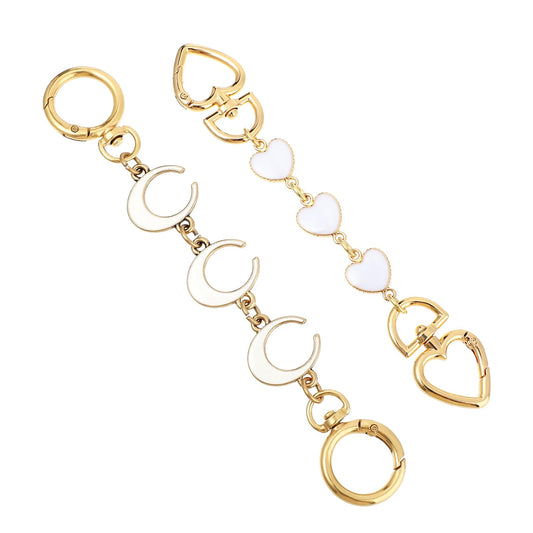 2Pcs Bag Extender Chain Purse Extender Chain Heart Purse Extender Chain Extender for Purse Purse Strap Replacement Accessories Bag Charms Exquisite Purse Strap Extender for Handbags (White Heart/Moon)