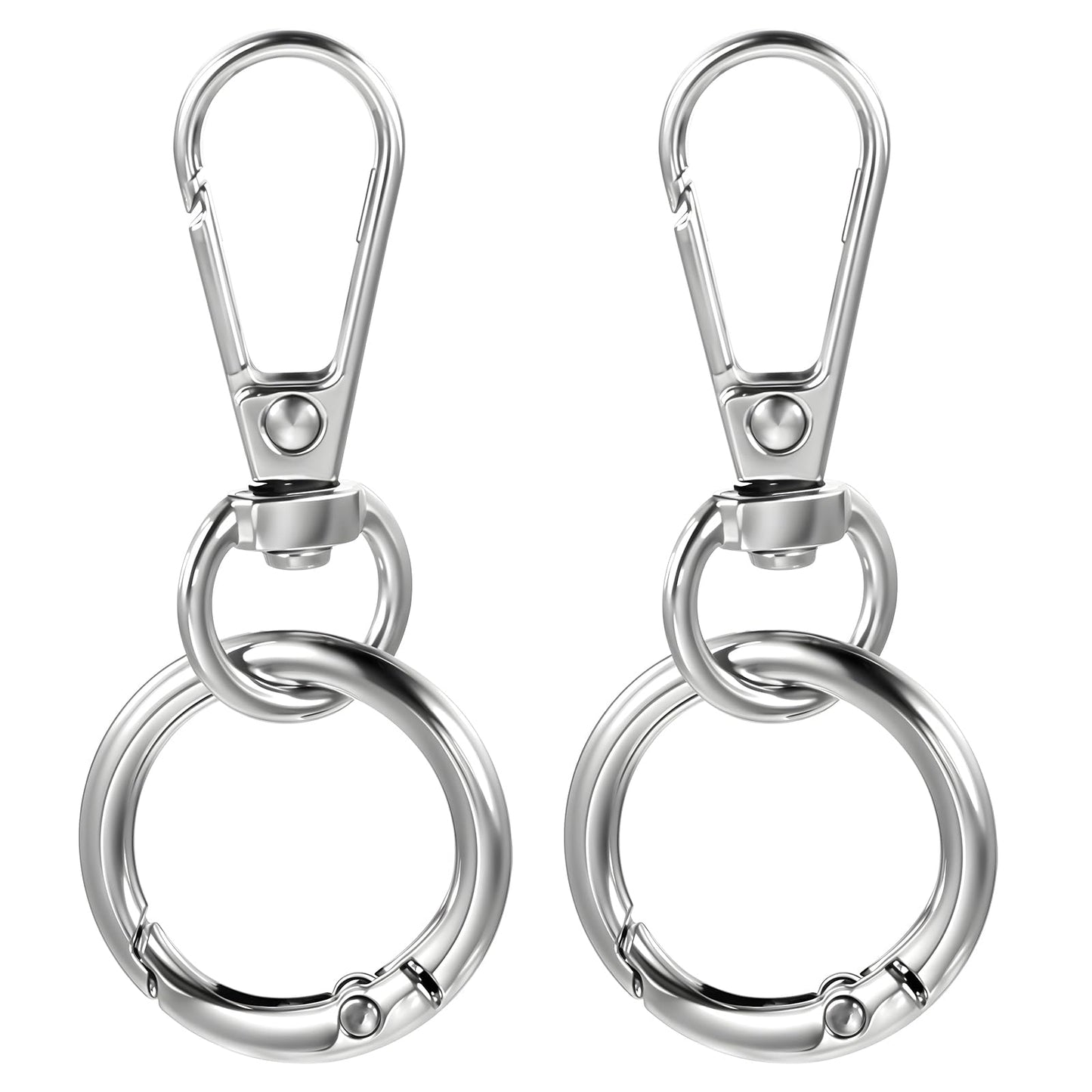 Pack of 2 Carabiner Keyrings, Mabor Key Ring Carabiner with Swivel Metal Key Carabiner Snap Hook Key Ring for Car Keys Backpack Waistband