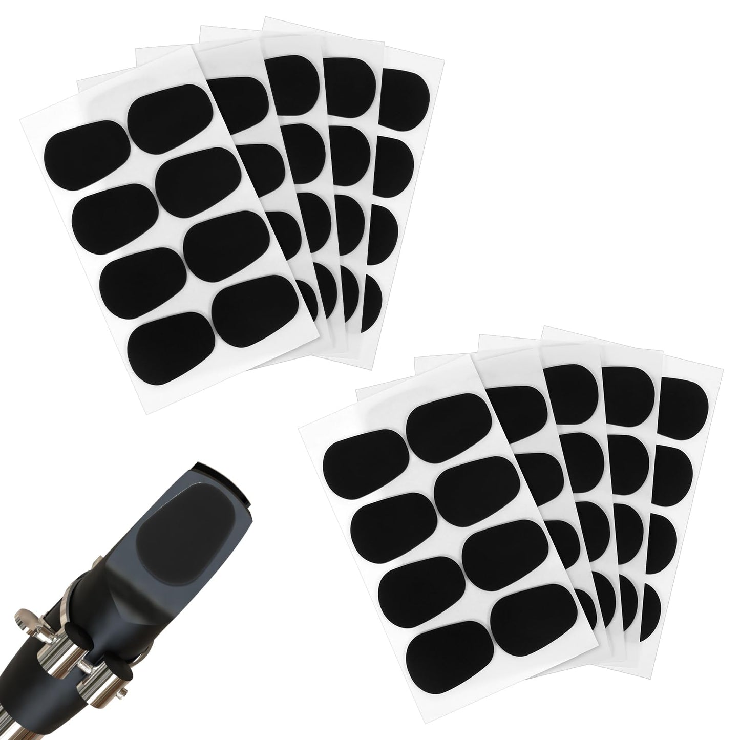 80pcs 0.8mm Saxophone & Clarinet Mouthpiece Cushion Black Oval Pad