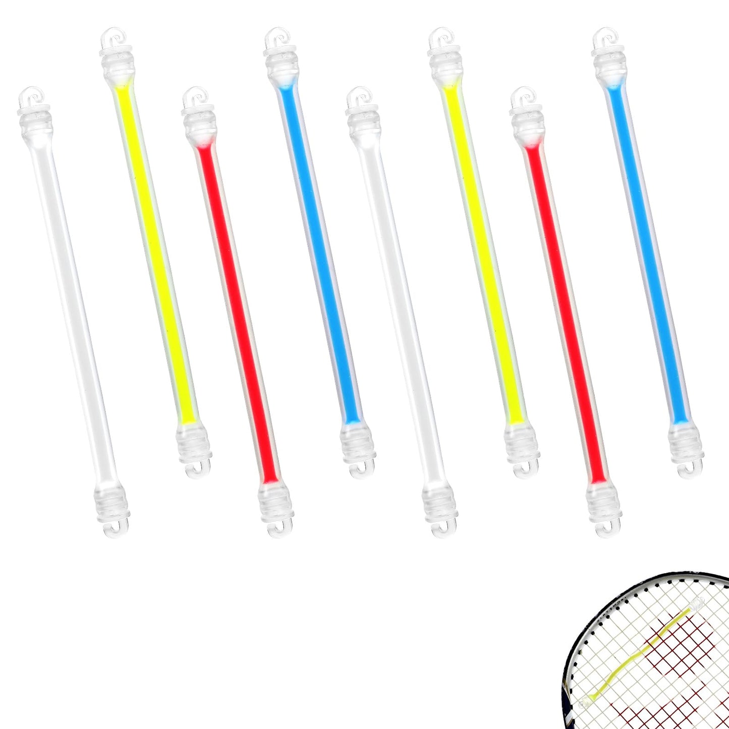 8 PCS Tennis Dampener for Racket Tennis Vibration Dampener Soft Silicone Racket Shock Absorbers Tennis Racquet Dampeners Tennis Racket Shockproof Absorber for Player Sports (Blue Yellow Red White)