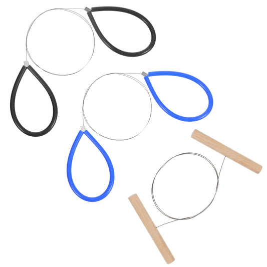 3 PCS Clay Wire Cutter Pottery Wire Tool Steel Wires Clay Cutter Standard Pottery Wires Cutters Cut Off Tools for Clays Artists with Black Blue and Wood Handle for Artists