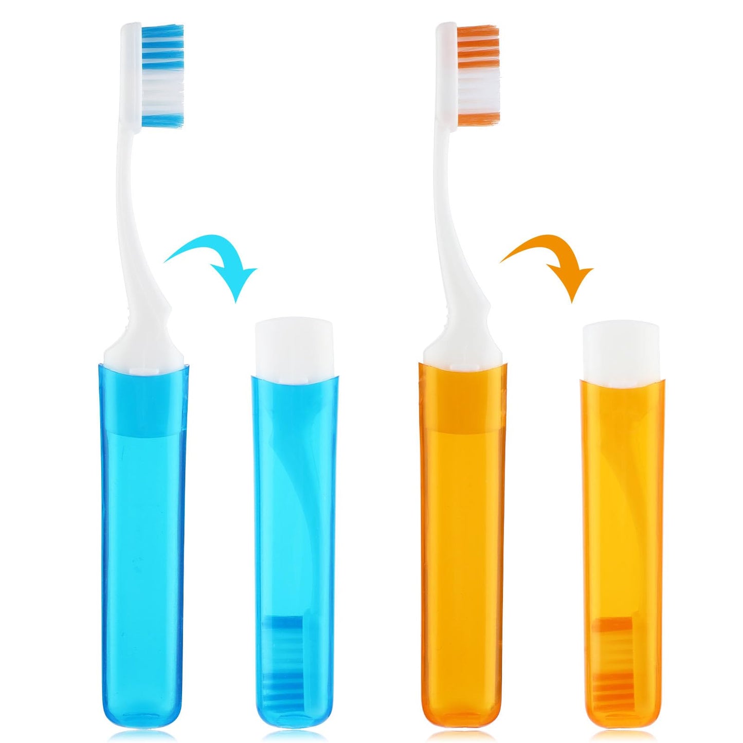 Ouligay 2Pcs Folding Travel Toothbrush Portable Soft Toothbrush with Soft Bristles Foldable Camping Toothbrush Mini Toothbrush for Adult Kid