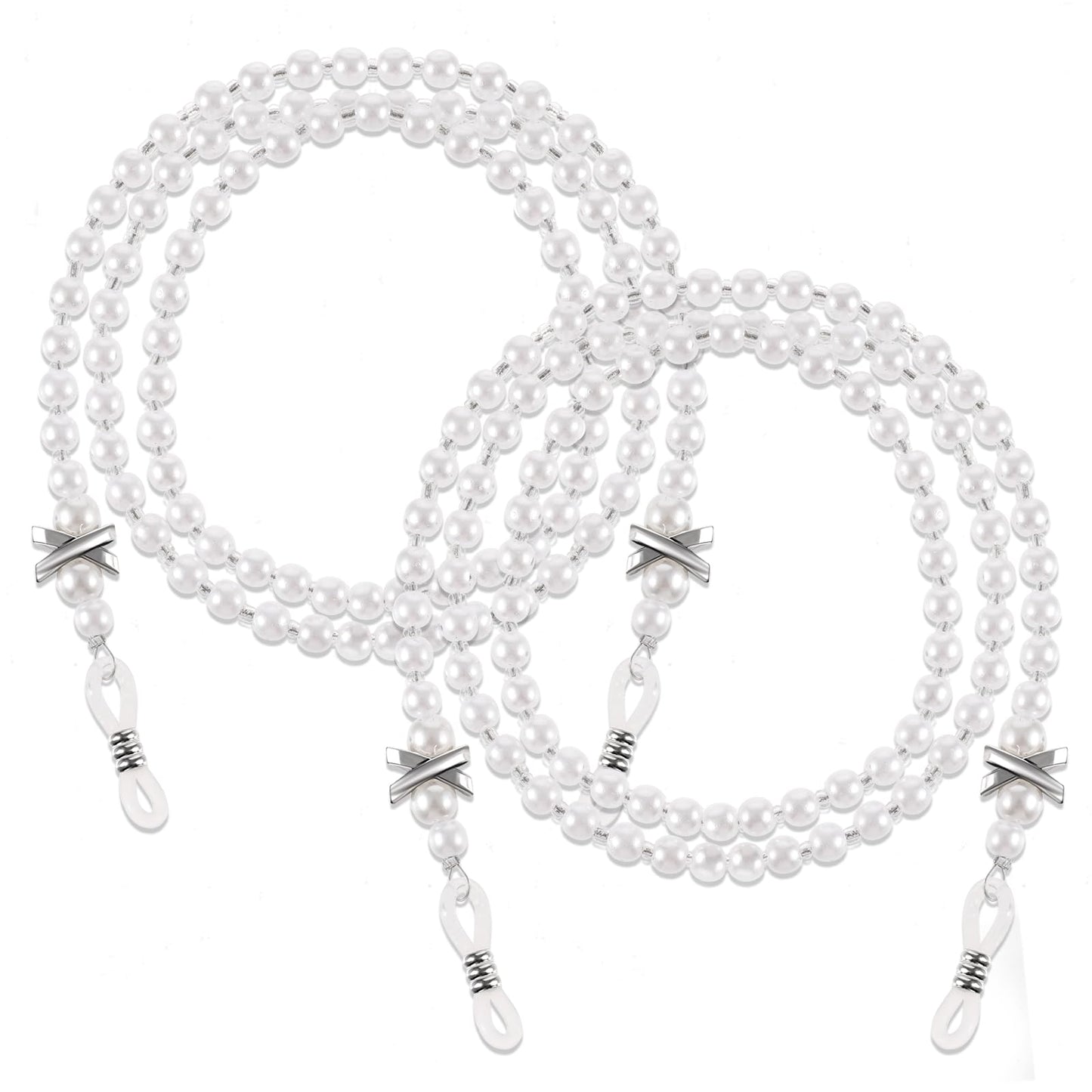 2PCS Glasses Chain For Women Pearl Eyeglass Chain Stylish Sunglasses Lanyard Chains Elegant Eyewear Retainer Chain Beaded Eyeglass Holders Around Neck Eyeglass Chain Cord Face Mask Chains For Women