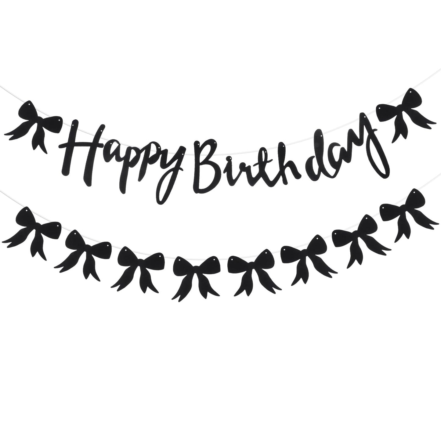 Black Bow Party Decorations Happy Birthday Banner Black Bow Birthday Banner Garland Signs for Celebrations Supplies