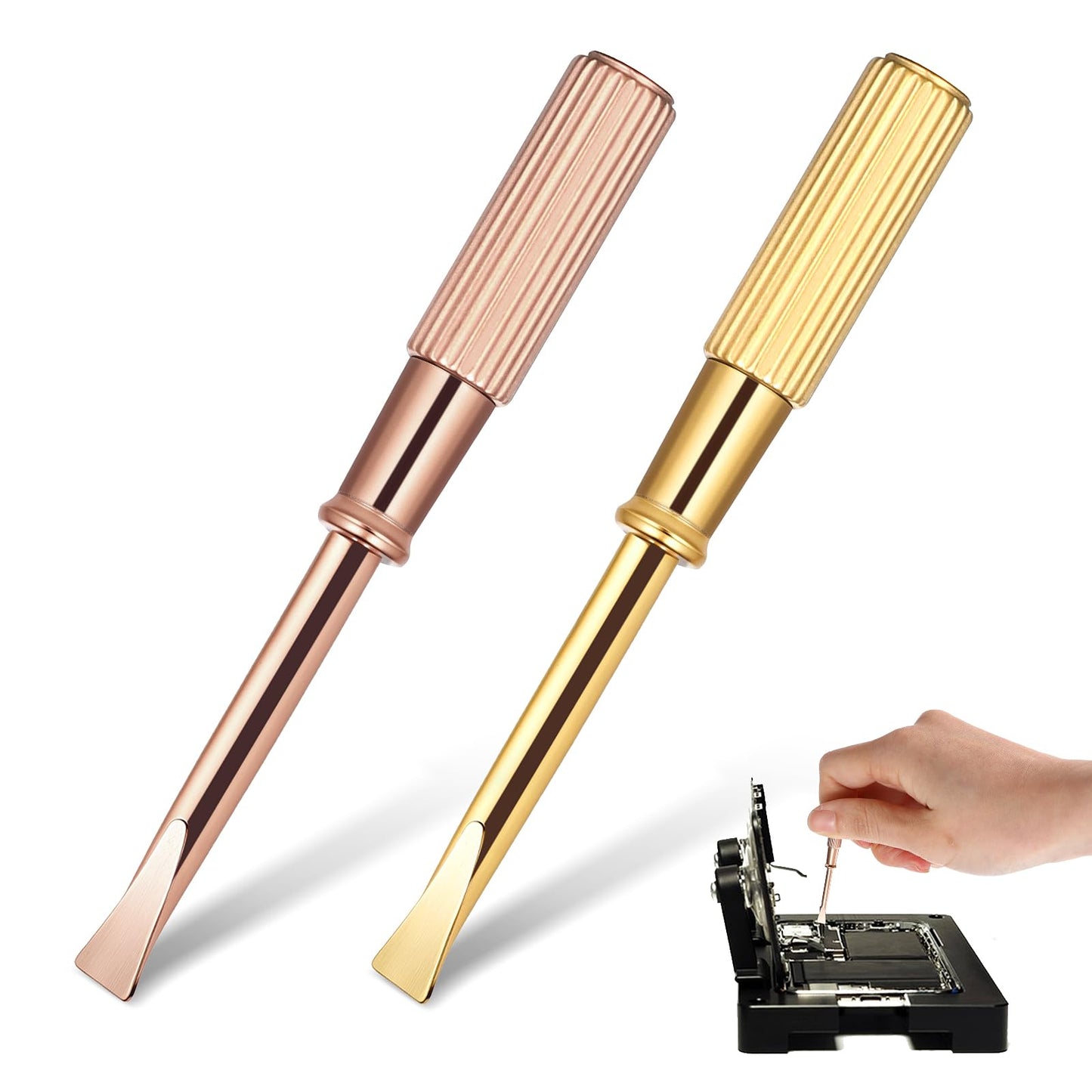 2 Pcs Bracelet Screwdriver Titanium Steel Mini Screw Driver Bracelet Repair Screwdriver Driver Jewelry Repair Tools for Love Bracelet (Gold,Rose Gold)