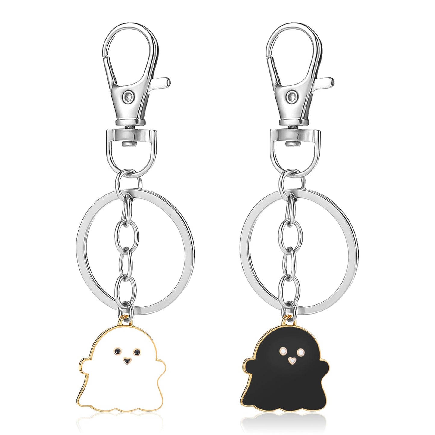 Ouligay Pack of 2 Partner Keyrings, Cute White Ghost Gifts for Couples, Friendship, Couples, Best Friend, Couples, Key Chain, Cute Keychain Gifts for Easter, Halloween, Valentine's Day