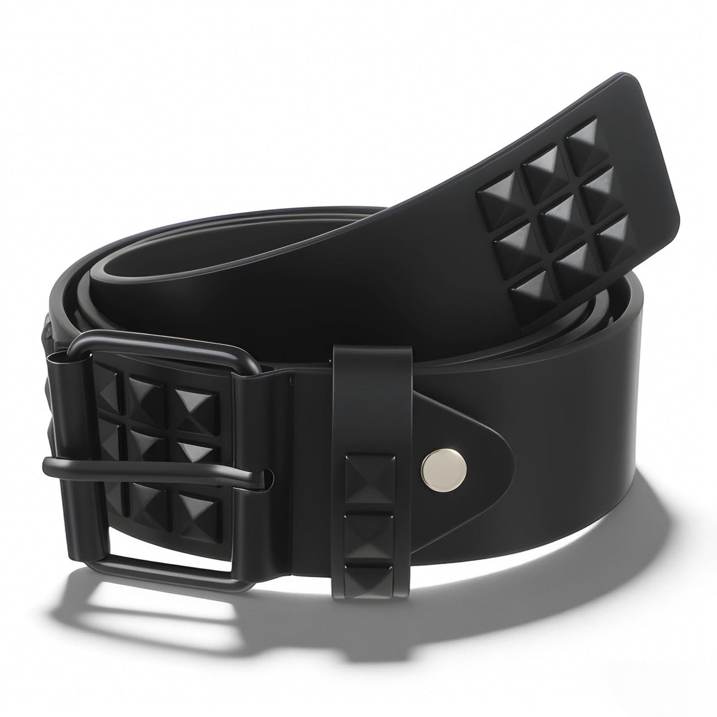 Xinjoduz Goth Punk Belt Leather Y2k Studded Belts Scene Style Emo Gothic Rock Rivet Belt with Bright Metal Pyramid Studs for Women Men(Black)