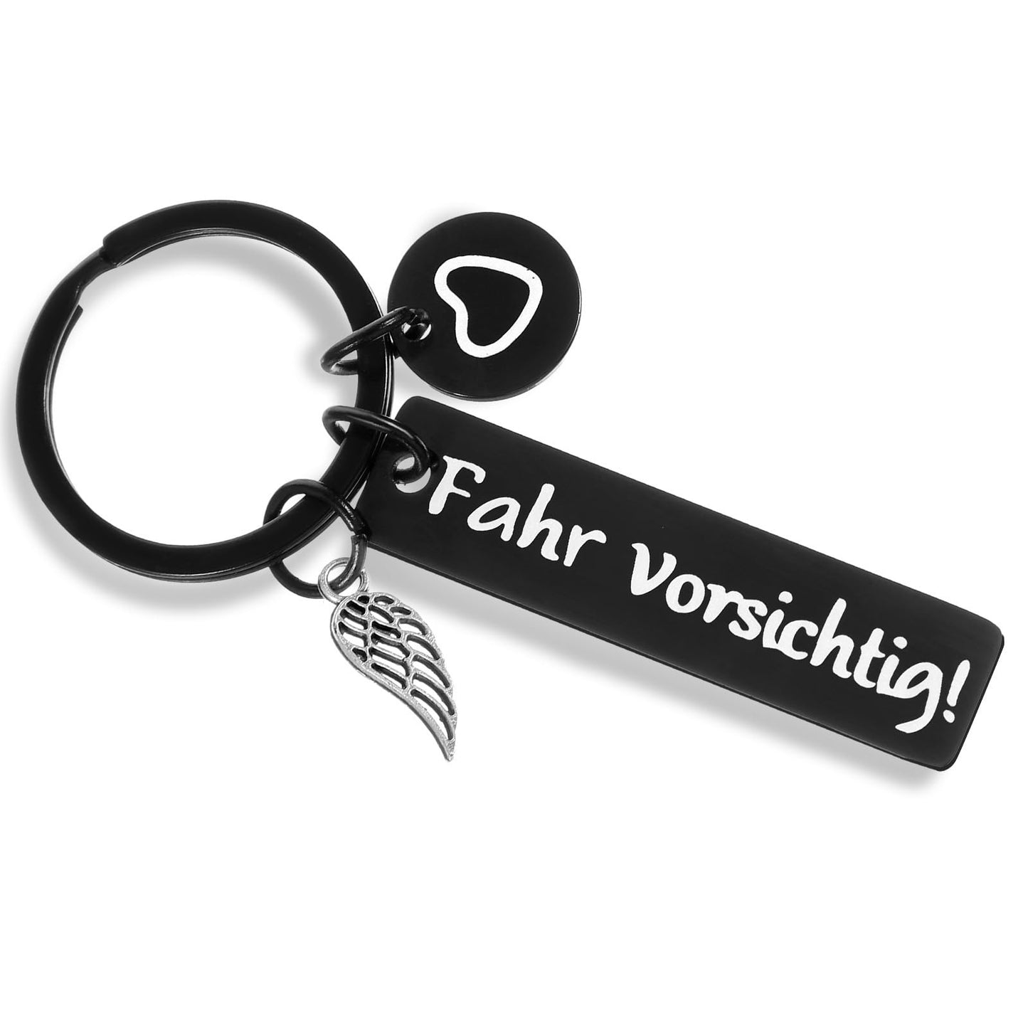 Tyqour Fahr Vorsichtig Keyring Car Guardian Angel Lucky Charm Keyring Stainless Steel Driving Licence Passed Gift Driving Licence Exam for Men Women Him Boyfriend Husband Father Dad
