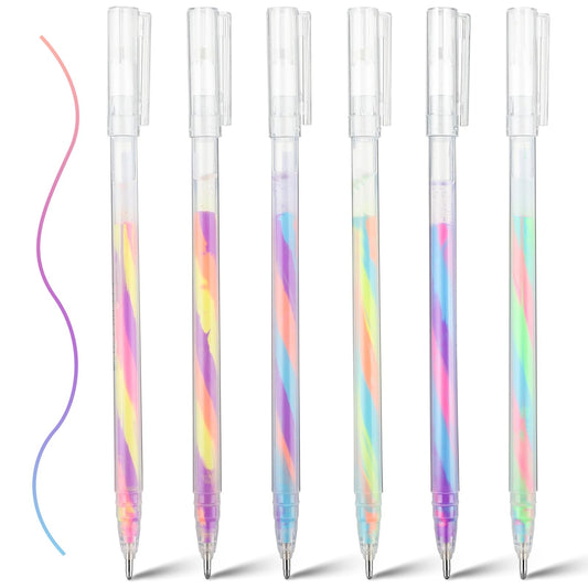 Teaaha 6 PCS Rainbow Gel Pens, Mixing of 5 Colors Rainbow Pens Colored Pens Gel Magic Gel Pens for Coloring, Adult Coloring Books, Picture Books, Scrapbooking, Journaling, Drawing, Doodling (Color 1)