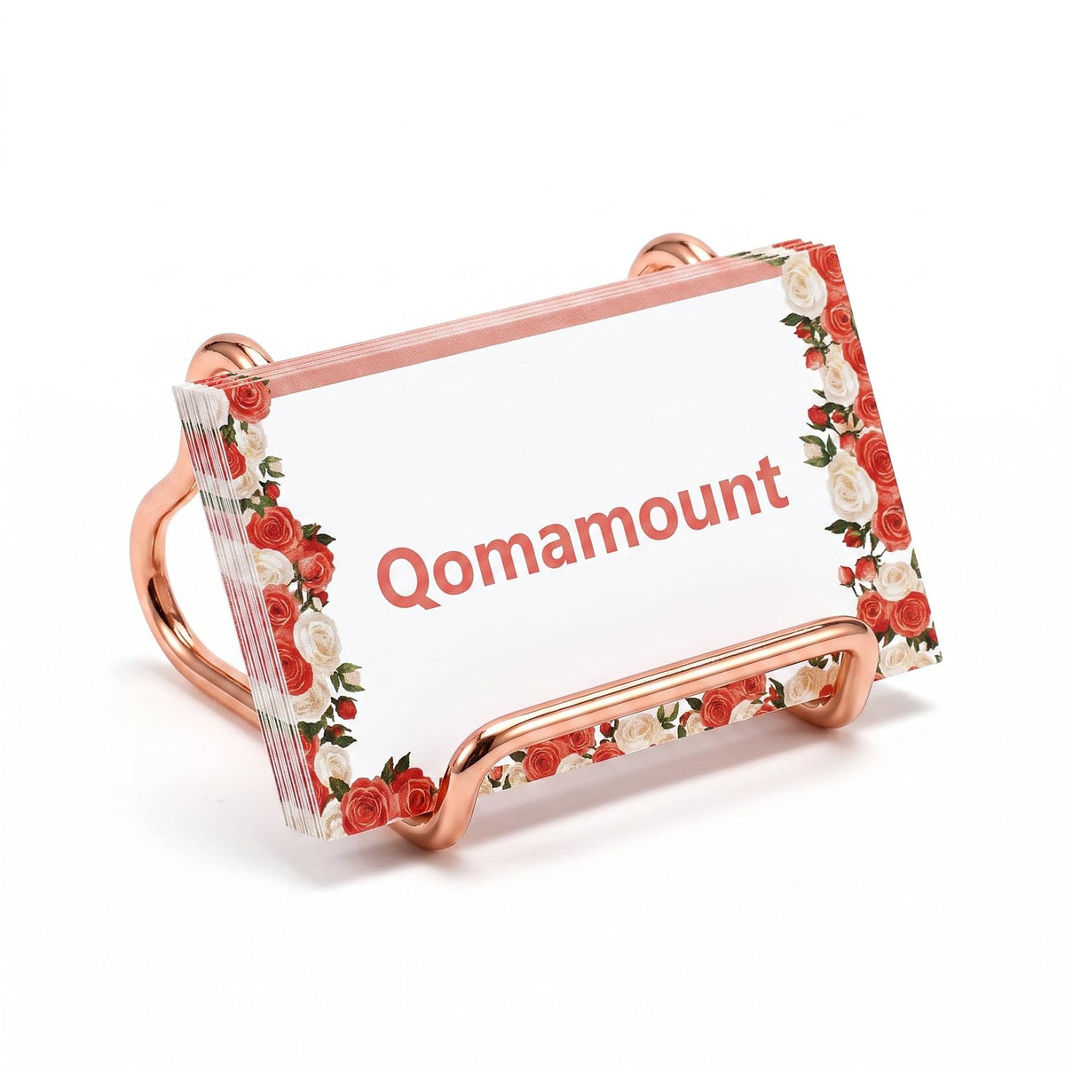 Chsoejuf 2PCS Rose Gold Heart-Shaped Metal Business Card Holder for Desk