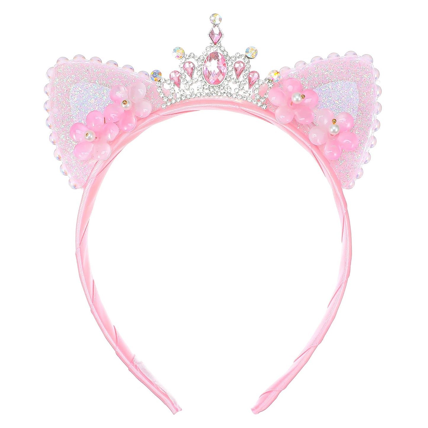 Mabor Cat Ears Headband – Furry Fluffy Hairband for Women & Girls, Cute Cosplay Costume Accessory for Parties, Daily Wear(Pink)
