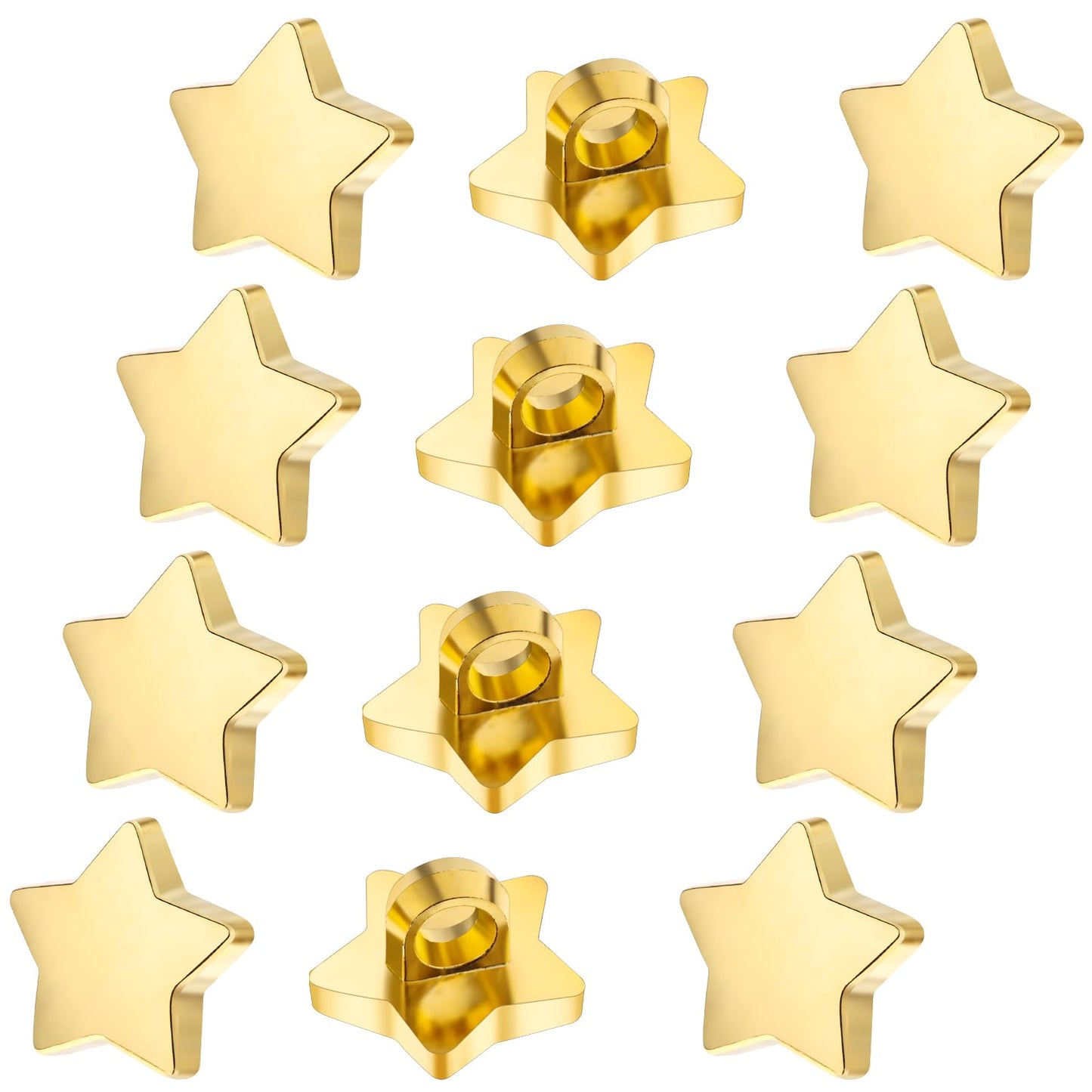 Mabor Button, 100Pcs Gold Star SEWING_BUTTON, Plastic Material, for Crafting, Sewing, Knitting, Decorating Clothes, Hat, Coat, Costume Design, DIY