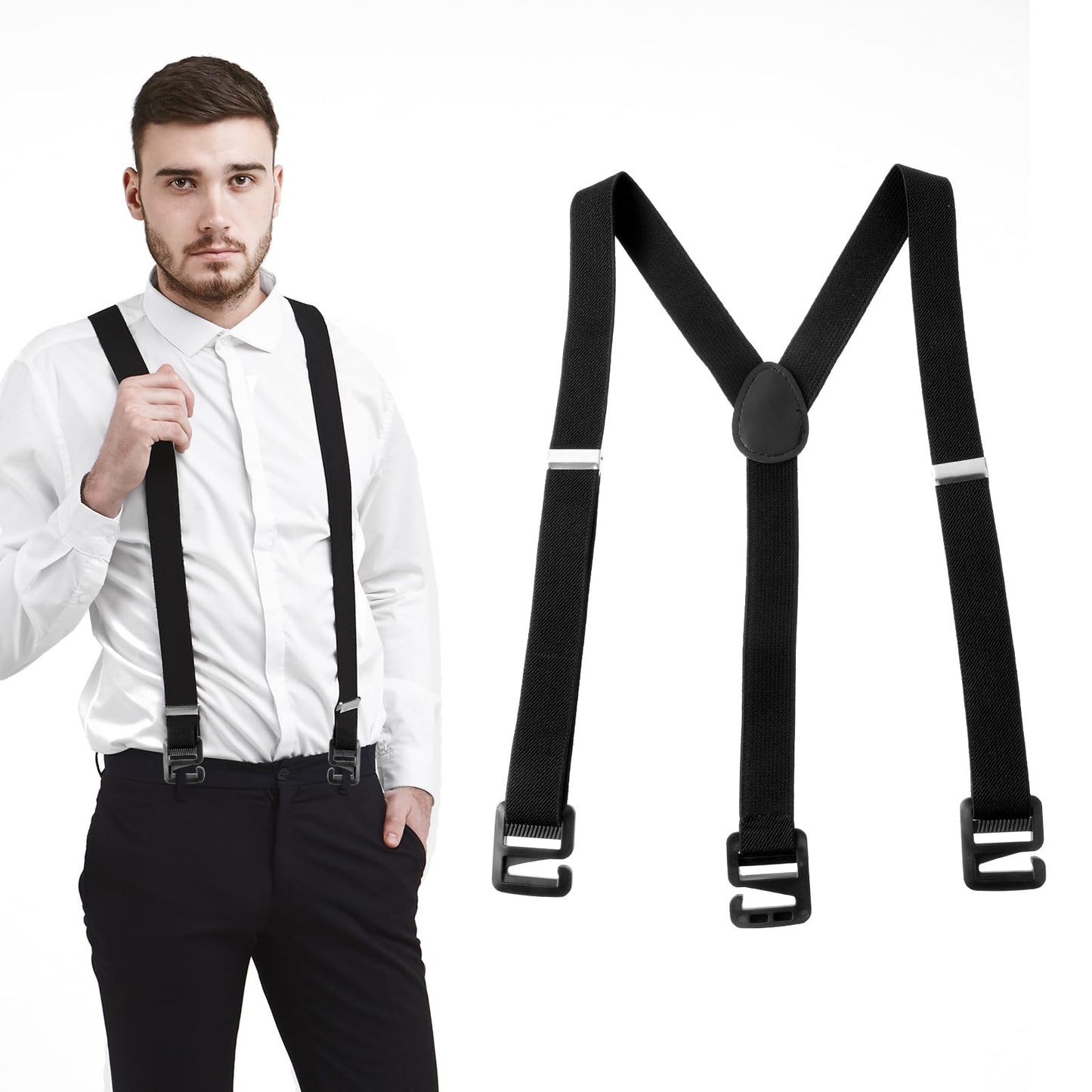 Tyqour 1 Pcs Black Suspenders for Men Under Clothing, Men Suspenders for Pants, Tuxedo Suspenders, Belt Loop Suspenders, Dress Work Suspenders for Men Under Shirt Suspenders for Men