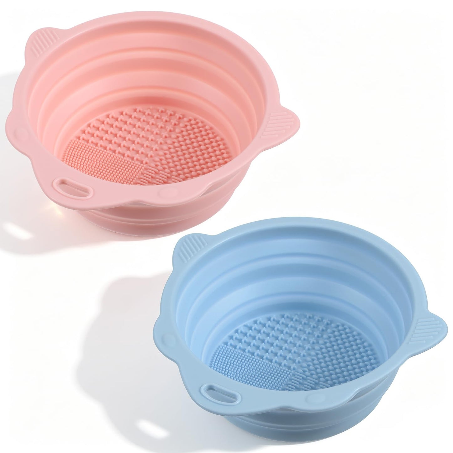 Chsoejuf 2Pcs Foldable Makeup Brush Cleaner Bowls