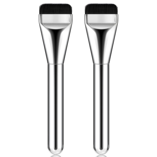 Tyqour 2Pcs Flat Foundation Brush for Liquid Makeup Thin Flat Makeup Brush Liquid Foundation Brush With Flat Top for Cosmetic Application and Face Makeup