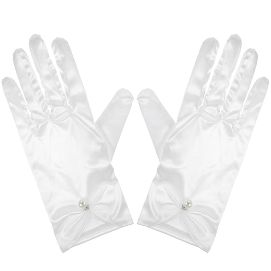 White Satin Gloves, White Gloves For Handling Wedding Dress Bridal Short Satin Gloves Opera Banquet 1920s Flapper Accessories Floral Tea Party Tuxedo Gloves For Tea Party Wedding Opera Dinner