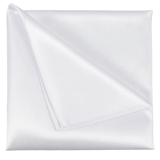Teaaha 3 PCS White Silk Pocket Squares for Men, Satin Pocket Square for Men, Elegant Vegan Silk Handkerchief Set for Suits