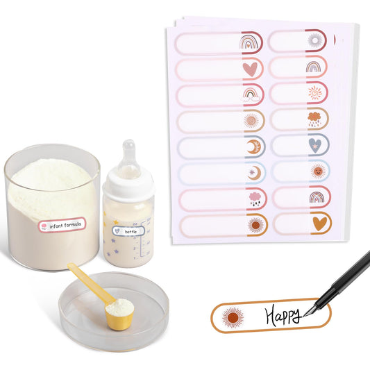 Tyqour 160Pcs Waterproof Baby Bottle Labels for Daycare, Self Laminating, Name Tags Stickers, Name Labels for Daycare, Name Stickers for Water Bottles for Baby Daycare Supplies