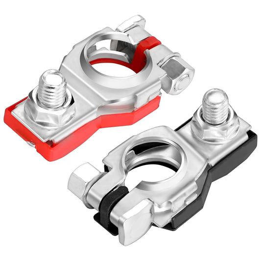 2PCS Battery Terminal Connectors Universal Battery Cable Ends Top Post Car Battery Clamps Set with Plastic Bottoms, Automotive Accessories Universal for Nissan 243407f000 243407f001(Positive/Negative)