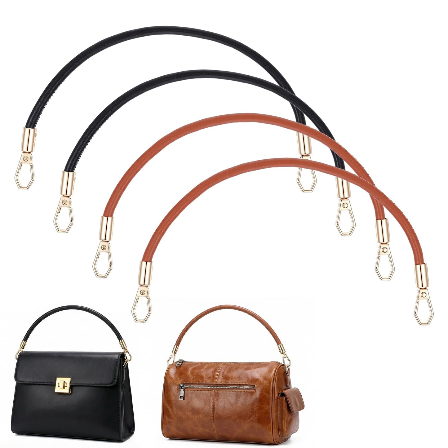 Chsoejuf 4PCS 11.8" Short PU Leather Purse Handles with Lobster Buckles