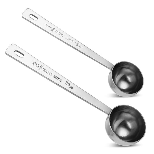 2 Pcs Measuring Spoons 15&30 ml Measuring Spoons Sets Tablespoon Measuring Spoon Coffee Spoons Stainless Steel Coffee Spoons with Long Handle Reusable Round Coffee Spoon