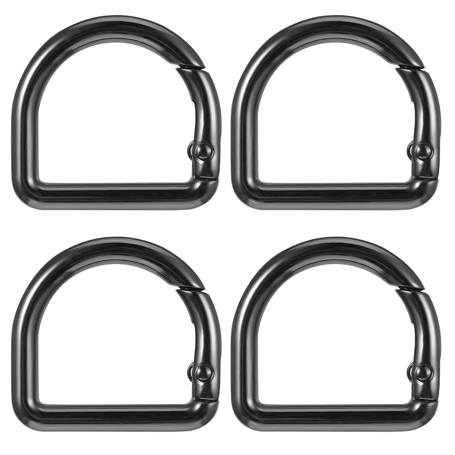 Ymapinc 4Pcs D Ring Clip Black Metal Keyring Clip, Spring Ring Clasp