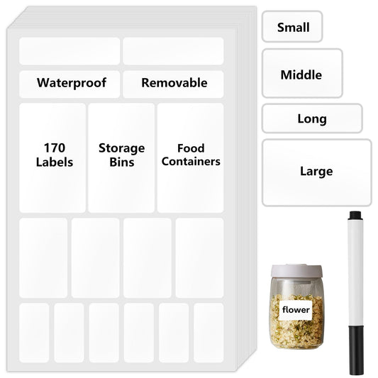 10 Sheets Dry Erase Labels White Labels Stickers to Write Removable Food Label for Containers Blank Name Tag Stickers Erasable Kitchen Label for Organizing Freezer Fridge Bottles Home