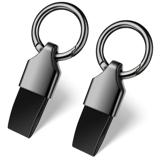 2 PCS Car Keyring Clips Leather Key Rings Fob Keychain Clip, Universal Small Keyring Holder Zinc Alloy Buckle Keychain, Multifunctional Keychain Ring Holder for Men Woman