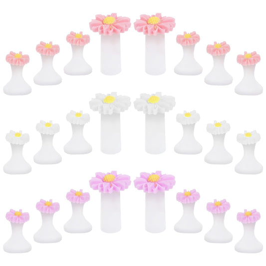 24 Pieces Silicone Toe Separators Daisy Flower Toe Spacers, Toe Spacers Pedicures Silicone for Women Men Pedicure Nail Polish Gel Foot Spacers Pedicures Nail Art Tools (Pink, Purple, White)