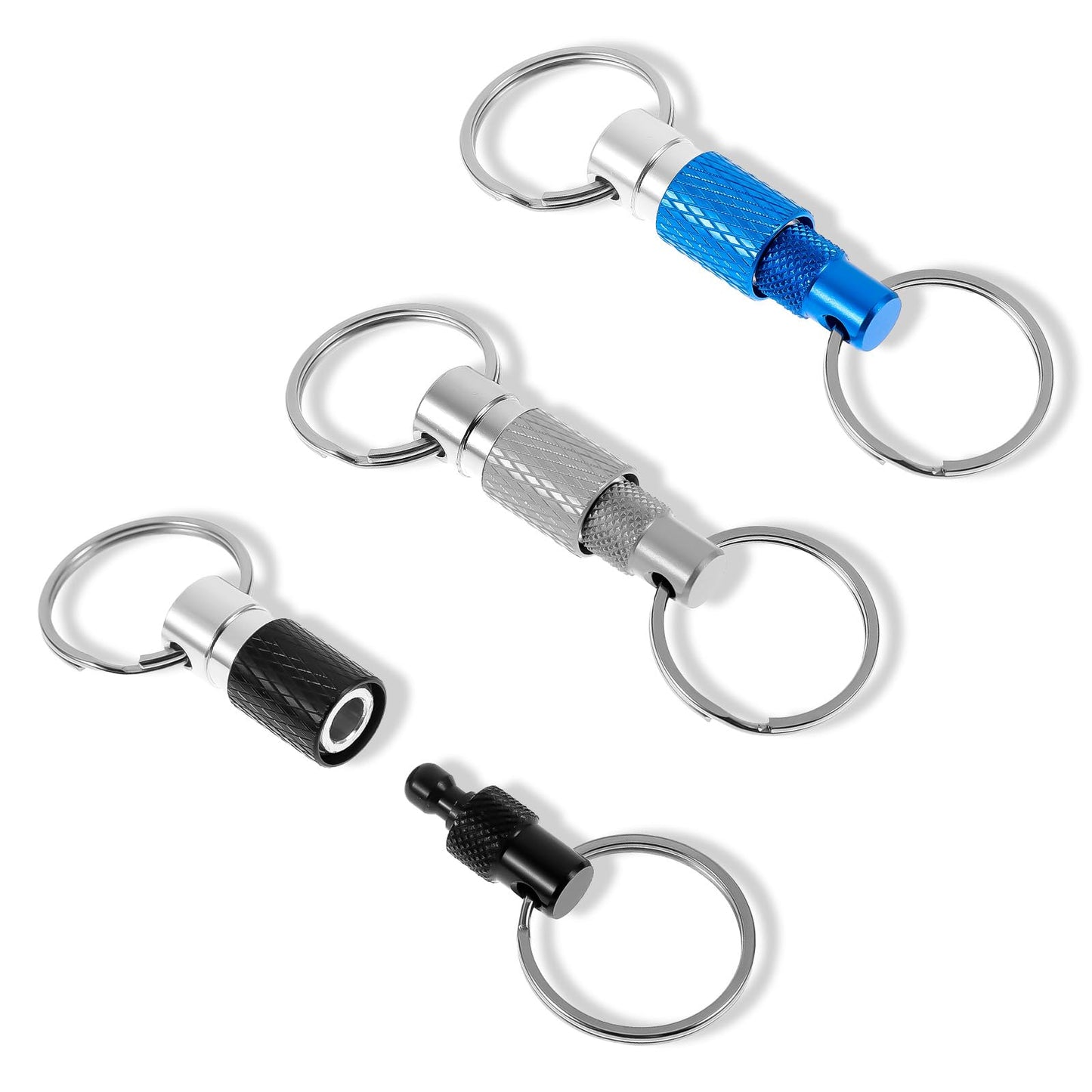 3 PCS Quick Release Keychain Detachable Key Ring for Easy Access, Metal Safety Keychain for Car, Bag, Belt Accessories (Silver, Light Blue, Black)