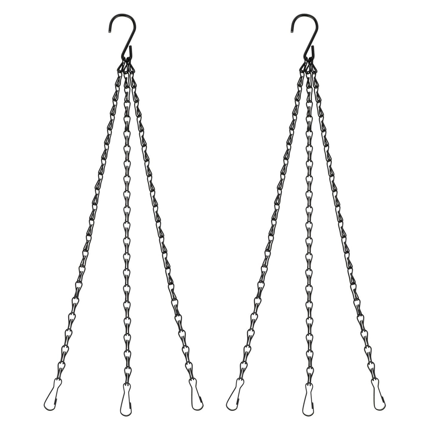 Teaaha 2PCS 15.9 Inch Hanging Basket Plant Chain Flower Pot Hanger Black 3-Leg Chain for Hanging Metal Replacement Plant Hangers with Hooks for Bird Feeders Flower Pots Lanterns Wind Chimes