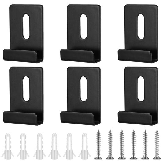 Ymapinc 6Pcs Metal Mirror Hanger, 1/4 Wide Channel Heavy Mirror Hanging Holder Clips for Wall Mounting Black Hanging Brackets with Screws