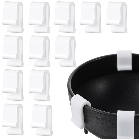 12 Pcs Dutch Oven Lid Protector Clips Silicone Cookware Protector Clips Plastic Pan Protective Clips Silicone Dutch Oven Lid Protectors For Stacking & Display Of Dutch Oven Pots (White)