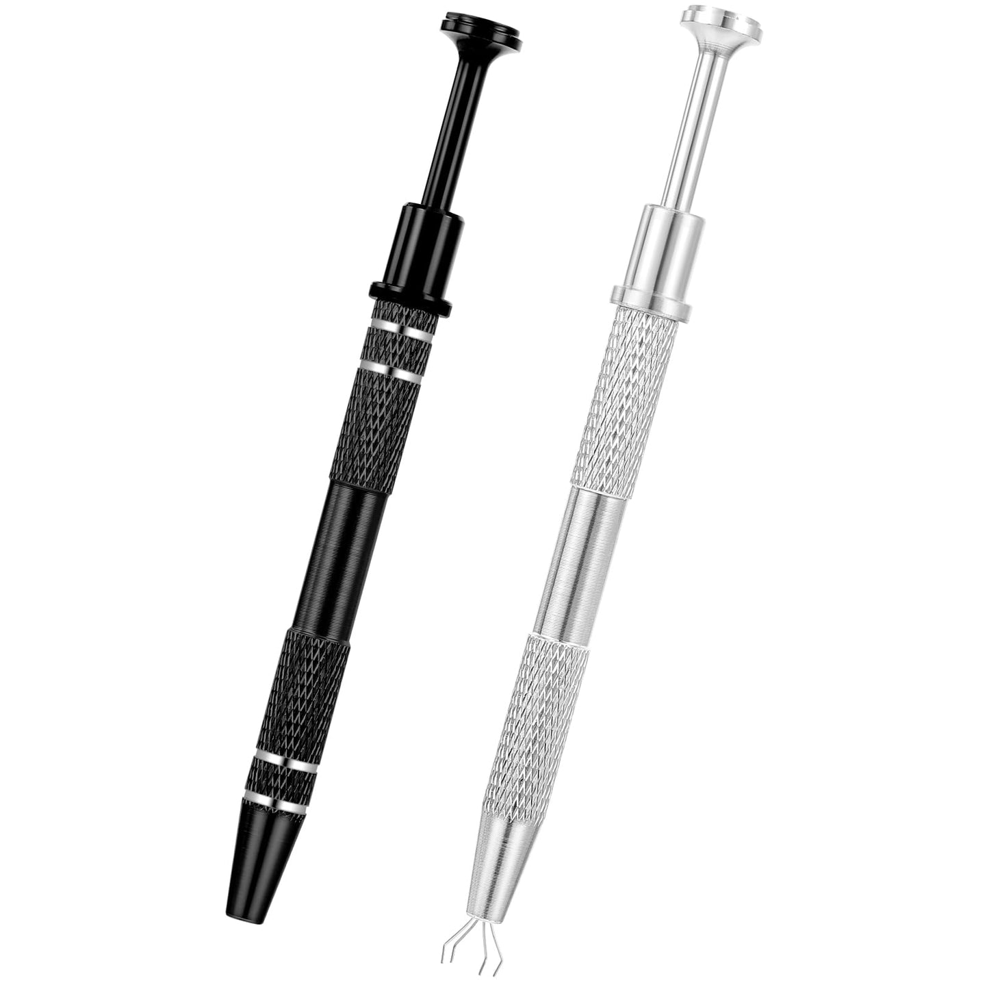 2 Pcs Piercing Ball Grabber Tool, Mabor Stainless Steel Jeweler's Pick Up Tool 4-Claw Pick up Tool Diamond Claw Tweezers for IC Chip Electronic Components Nails Clamping