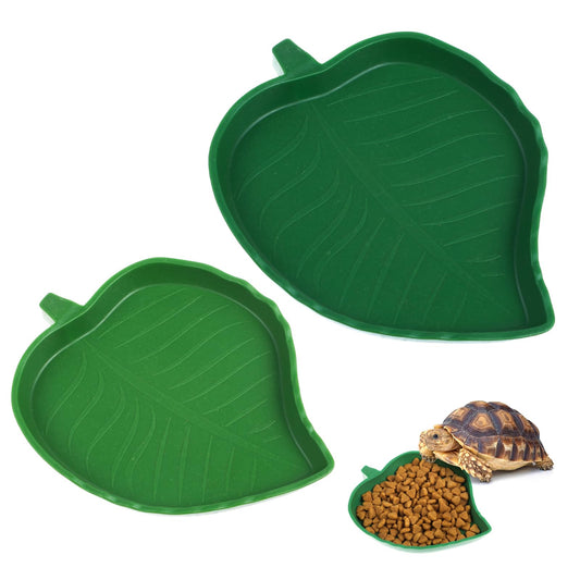 2 Pcs Leaf Reptile Food Water Bowl Leaf Shape Reptile Water Dish Bowl For Tortoise Snake Small Reptiles Tortoise Water Dish Reptile Food Bowl Water Bowl For Reptiles 2 Sizes