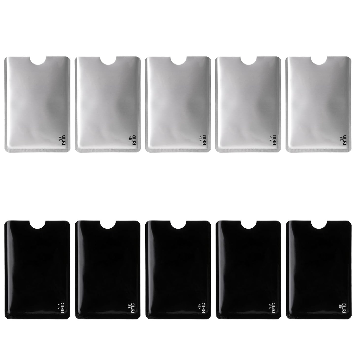 Ouligay 10Pcs Credit Card Holder RFID Blocking Card RFID Blocking Sleeves Credit Card Protector for Women Men Cards Passport Identity Theft Protection(Silver,Black)