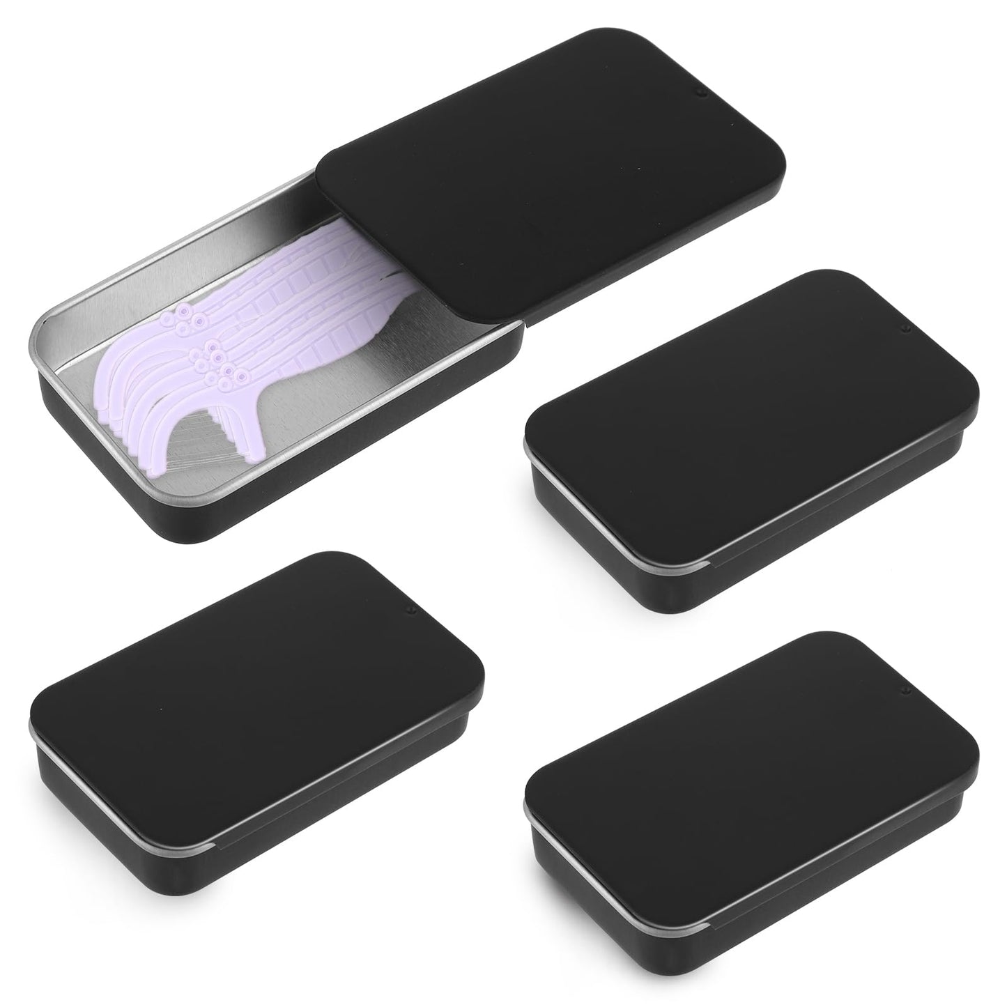 Tyqour 4Pcs Small Containers with Lids for Push-Pull Cover Dental Floss Portable Case Portable Dental Floss Dispenser Travel Floss Box Dental Floss Holder for Travelling Hotels